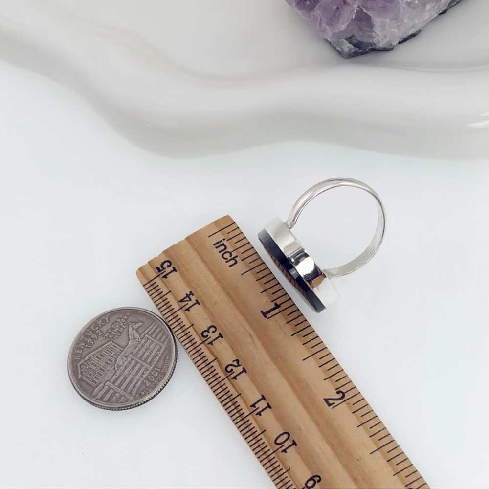 Purple Labradorite Ring Size 9 Pure Sterling Silver 925 Colorful Boho New - Picture 8 of 11